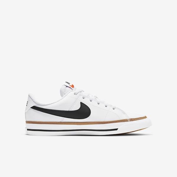 Nike NikeCourt Legacy Older Tenisky Detske Biele Svetlo Hnede Čierne | NK193MYZ