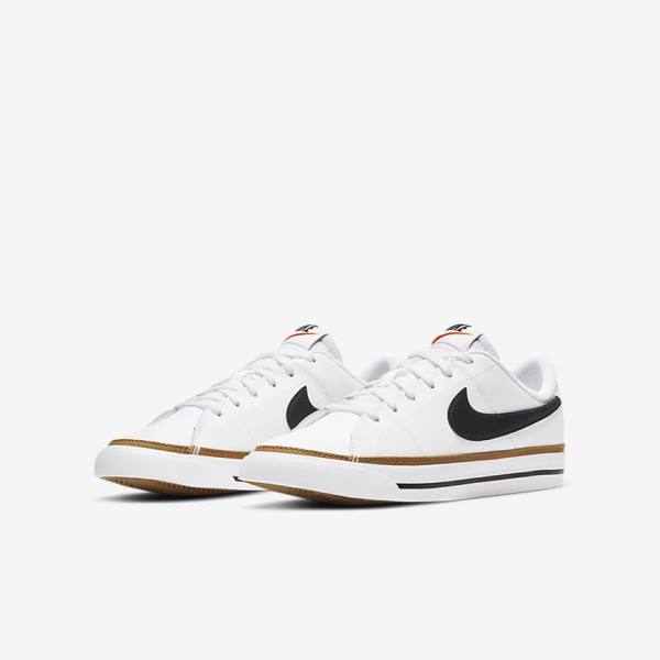 Nike NikeCourt Legacy Older Tenisky Detske Biele Svetlo Hnede Čierne | NK193MYZ