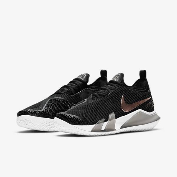 Nike NikeCourt React Vapor NXT Hard Court Tenisove Tenisky Damske Čierne Metal Červené Hnede Biele | NK827YEB