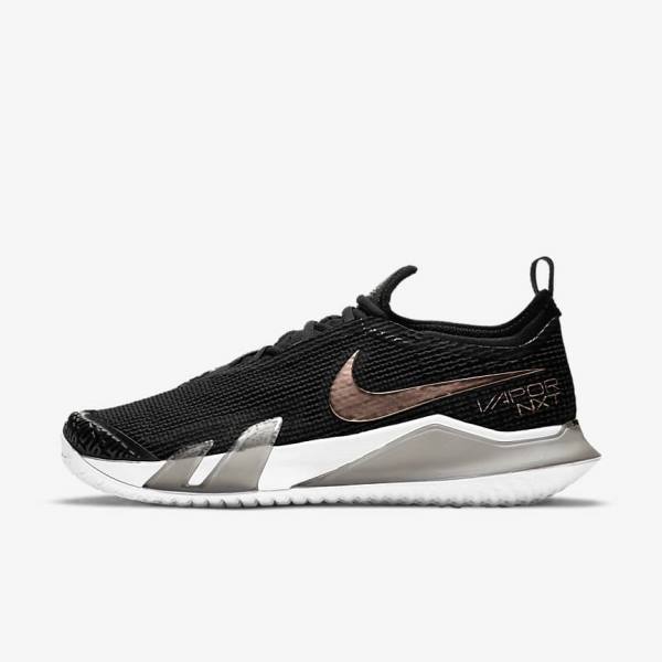 Nike NikeCourt React Vapor NXT Hard Court Tenisove Tenisky Damske Čierne Metal Červené Hnede Biele | NK827YEB