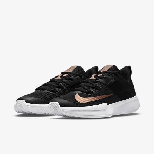 Nike NikeCourt Vapor Lite Clay-Court Tenisove Tenisky Damske Čierne Biele Metal Červené Hnede | NK142ULF