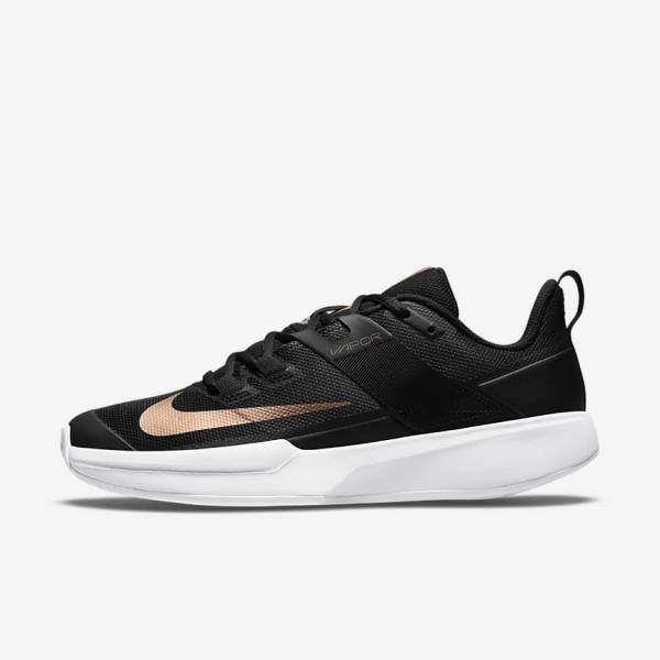 Nike NikeCourt Vapor Lite Clay-Court Tenisove Tenisky Damske Čierne Biele Metal Červené Hnede | NK142ULF