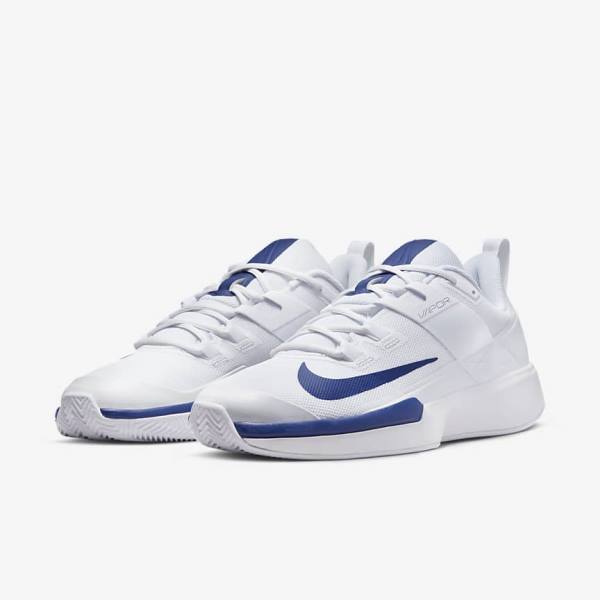 Nike NikeCourt Vapor Lite Clay Court Tenisove Tenisky Panske Biele Kráľovská Modrá Modre | NK715SOL