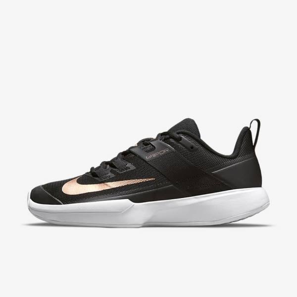 Nike NikeCourt Vapor Lite Hard-Court Tenisove Tenisky Damske Čierne Biele Metal Červené Hnede | NK395HYW