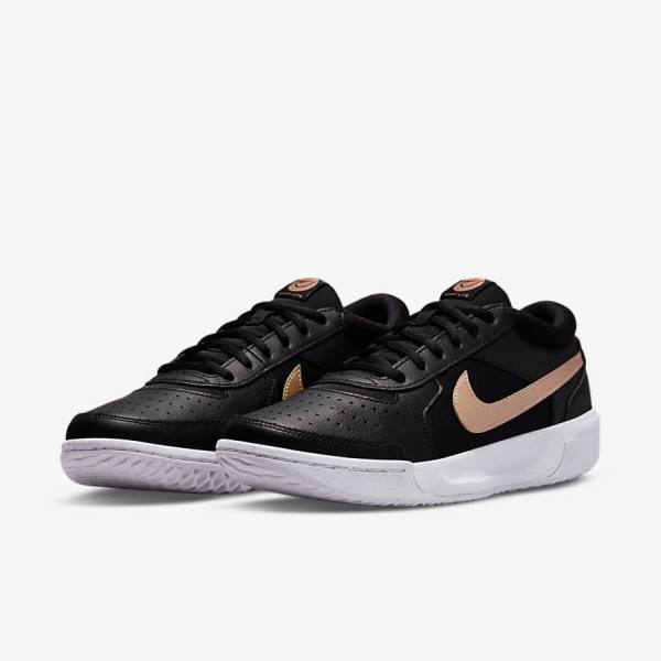 Nike NikeCourt Zoom Lite 3 Tenisove Tenisky Damske Čierne Biele Metal Červené Hnede | NK485TDL