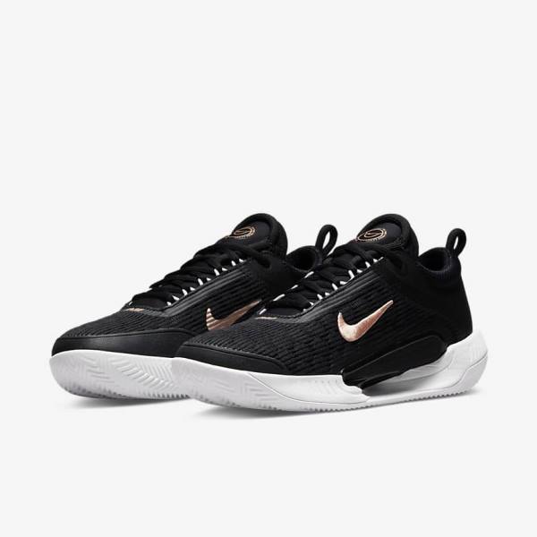 Nike NikeCourt Zoom NXT Clay Court Tenisove Tenisky Damske Čierne Biele Tmavo Siva Metal Červené Hnede | NK634TZW