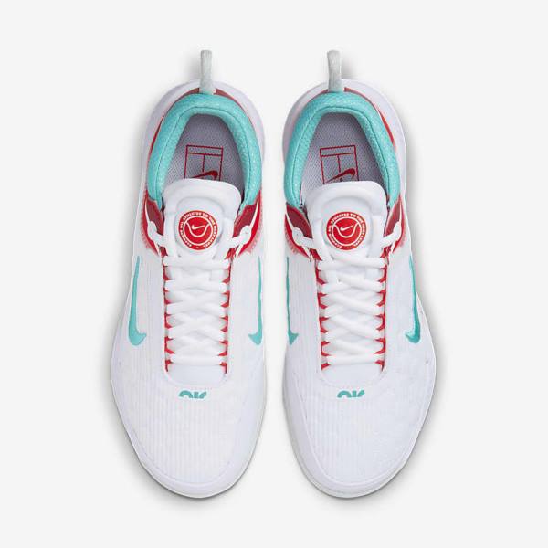 Nike NikeCourt Zoom NXT Hard Court Tenisove Tenisky Damske Biele Svetlo Strieborne Červené Tyrkysové | NK391IYN