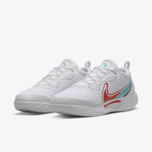 Nike NikeCourt Zoom Pro Hard Court Tenisove Tenisky Damske Biele Červené Bordove Tyrkysové | NK594NDS