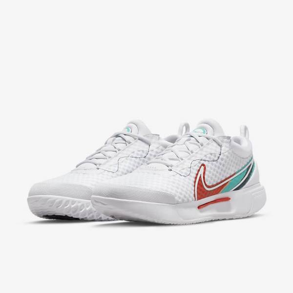 Nike NikeCourt Zoom Pro Hard Court Tenisove Tenisky Panske Biele Červené Bordove Tyrkysové | NK783XQO