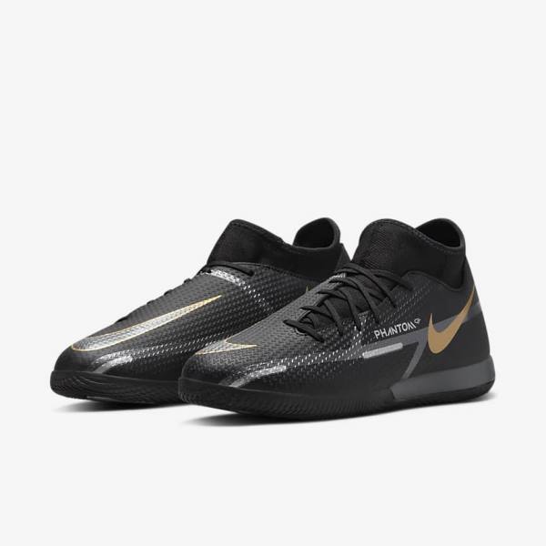 Nike Phantom GT2 Academy Dynamic Fit IC Indoor Court Kopačky Damske Čierne Metal Zlate Tmavo Siva Metal Tmavo Siva | NK318URP