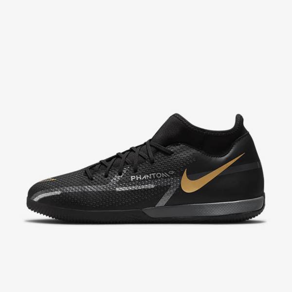 Nike Phantom GT2 Academy Dynamic Fit IC Indoor Court Kopačky Damske Čierne Metal Zlate Tmavo Siva Metal Tmavo Siva | NK318URP