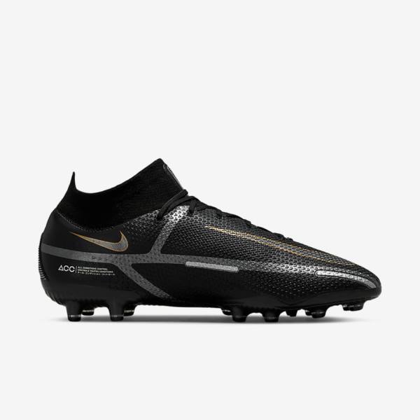 Nike Phantom GT2 Dynamic Fit Elite AG-Pro Artificial-Grass Kopačky Panske Čierne Metal Zlate Metal Strieborne Metal Tmavo Siva | NK308GTL