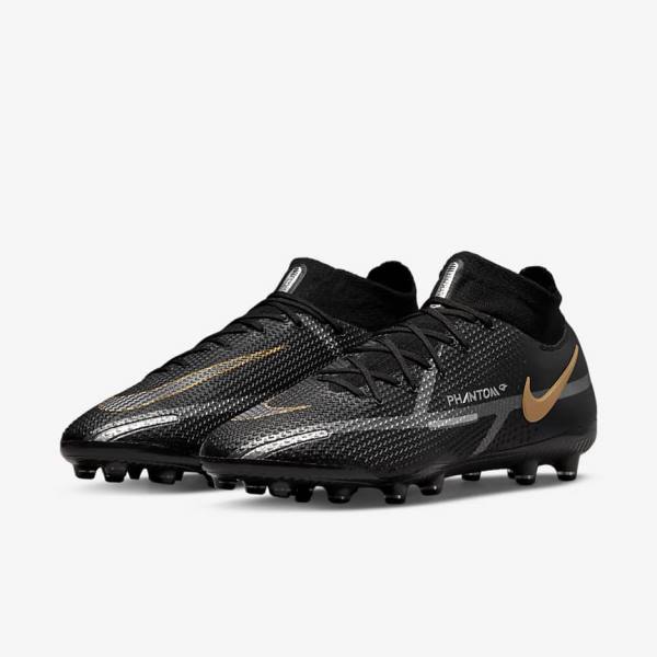 Nike Phantom GT2 Dynamic Fit Elite AG-Pro Artificial-Grass Kopačky Panske Čierne Metal Zlate Metal Strieborne Metal Tmavo Siva | NK308GTL