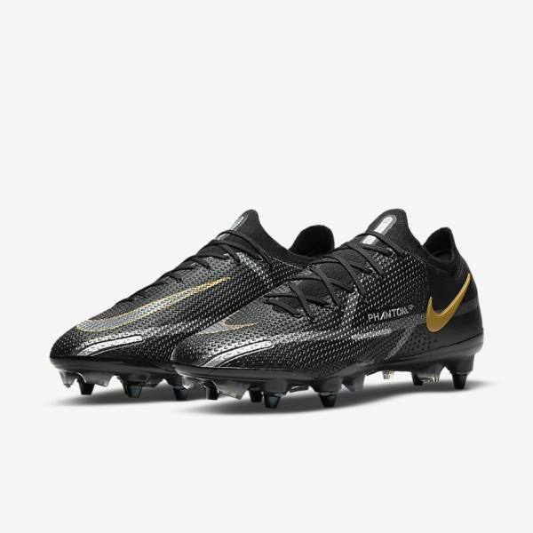 Nike Phantom GT2 Elite SG-Pro AC Soft-Ground Kopačky Damske Čierne Metal Zlate Metal Strieborne Metal Tmavo Siva | NK470IKQ