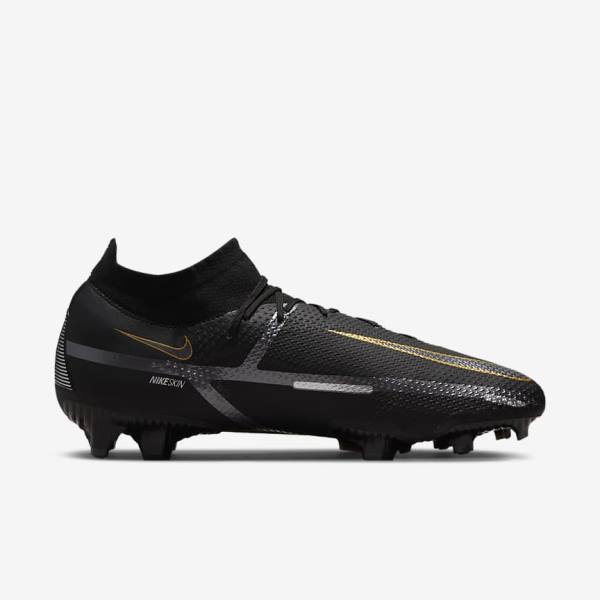 Nike Phantom GT2 Pro Dynamic Fit FG Firm-Ground Kopačky Damske Čierne Metal Zlate Metal Strieborne Metal Tmavo Siva | NK031VOS