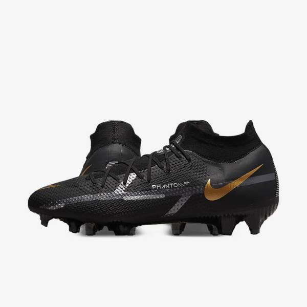 Nike Phantom GT2 Pro Dynamic Fit FG Firm-Ground Kopačky Damske Čierne Metal Zlate Metal Strieborne Metal Tmavo Siva | NK031VOS