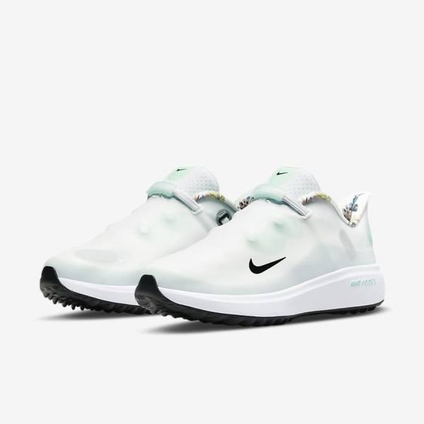 Nike React Ace Tour Golfove Topanky Damske Biele Platina Mätové Čierne | NK327ZJW