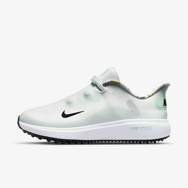 Nike React Ace Tour Golfove Topanky Damske Biele Platina Mätové Čierne | NK327ZJW