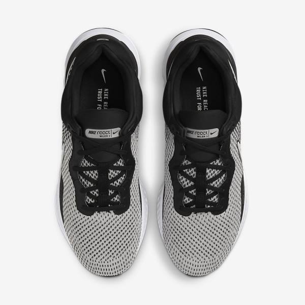 Nike React Miler 3 Cestne Bežecké Tenisky Panske Biele Čierne Metal Strieborne | NK653RJG