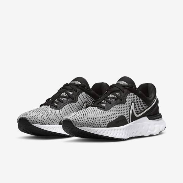 Nike React Miler 3 Cestne Bežecké Tenisky Panske Biele Čierne Metal Strieborne | NK653RJG