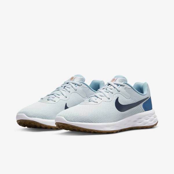 Nike Revolution 6 (Extra Siroke Topanky) Bežecké Tenisky Panske Platina Tmavo Modre Modre | NK516TPQ