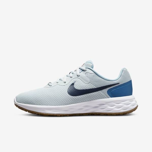 Nike Revolution 6 (Extra Siroke Topanky) Bežecké Tenisky Panske Platina Tmavo Modre Modre | NK516TPQ