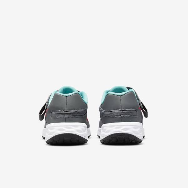 Nike Revolution 6 FlyEase Older Easy On-Off Cestne Bežecké Tenisky Detske Siva Tyrkysové Červené | NK574JTD