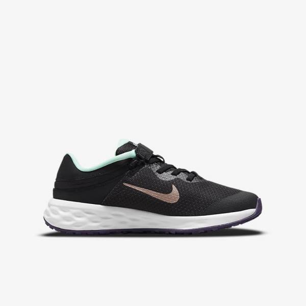 Nike Revolution 6 FlyEase Older Easy On-Off Cestne Bežecké Tenisky Detske Čierne Mätové Nachový Metal Červené Hnede | NK654RZA