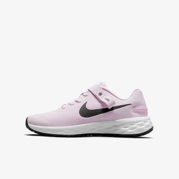 Nike Revolution 6 FlyEase Older Easy On-Off Cestne Bežecké Tenisky Detske Ruzove Čierne | NK783QCF