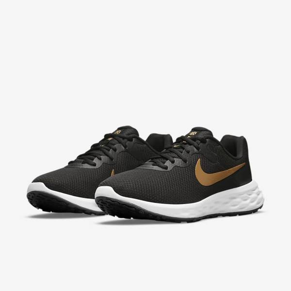 Nike Revolution 6 Next Nature Cestne Bežecké Tenisky Panske Čierne Biele Metal Zlate | NK271SJF