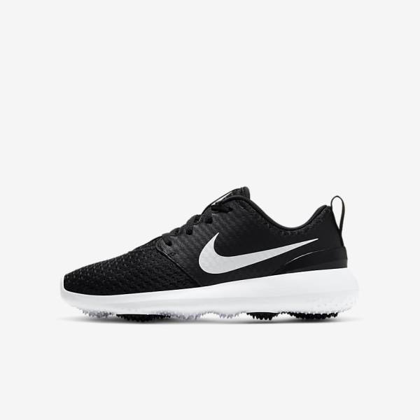 Nike Roshe G Jr. Golfove Topanky Detske Čierne Biele Metal Biele | NK631VKT