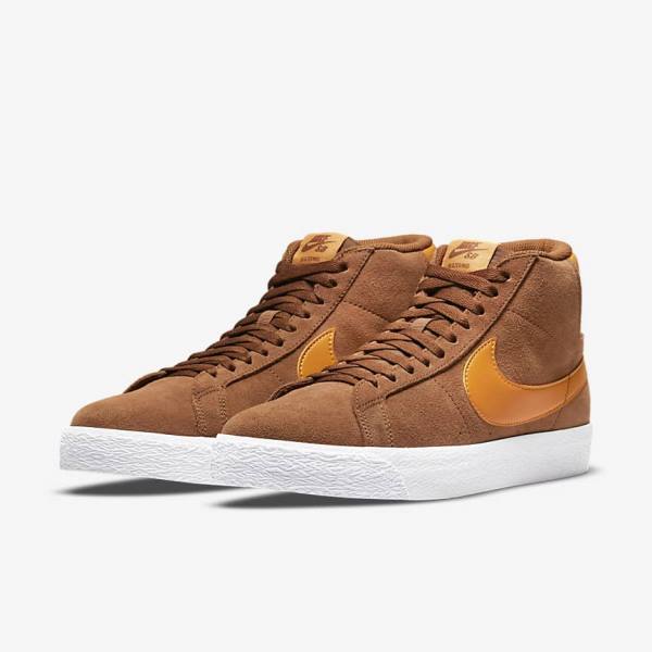 Nike SB Zoom Blazer Stredne Skate Tenisky Damske Biele Žlté | NK063NCP