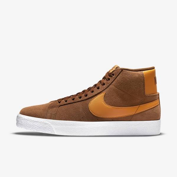 Nike SB Zoom Blazer Stredne Skate Tenisky Damske Biele Žlté | NK063NCP