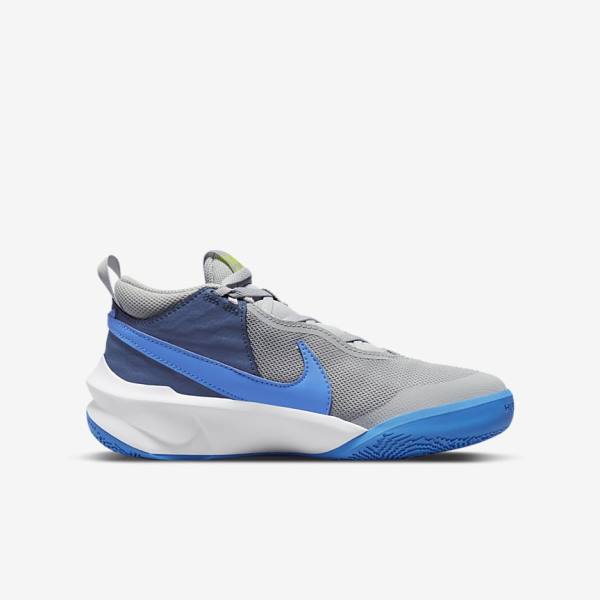 Nike Team Hustle D 10 Older Basketbalove Tenisky Detske Siva Námornícka Modrá Zelene Modre | NK740BSW