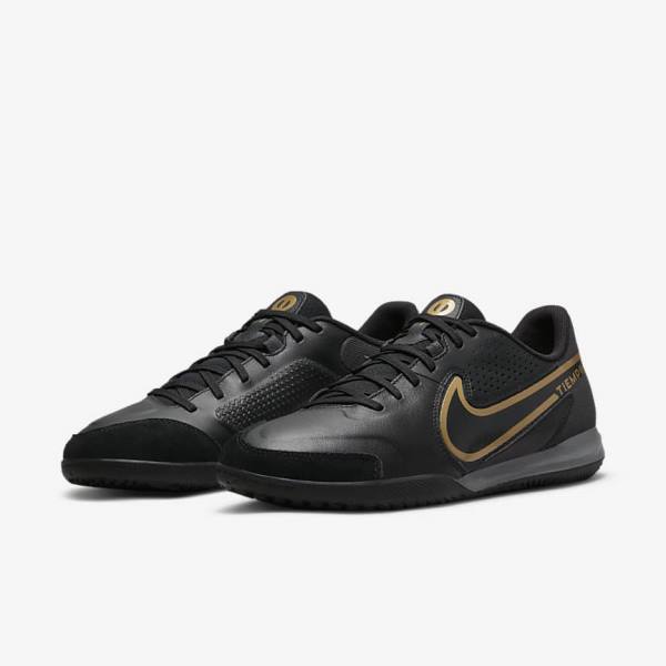 Nike Tiempo Legend 9 Academy IC Indoor-Court Kopačky Damske Čierne Tmavo Siva Metal Zlate Čierne | NK042RXB