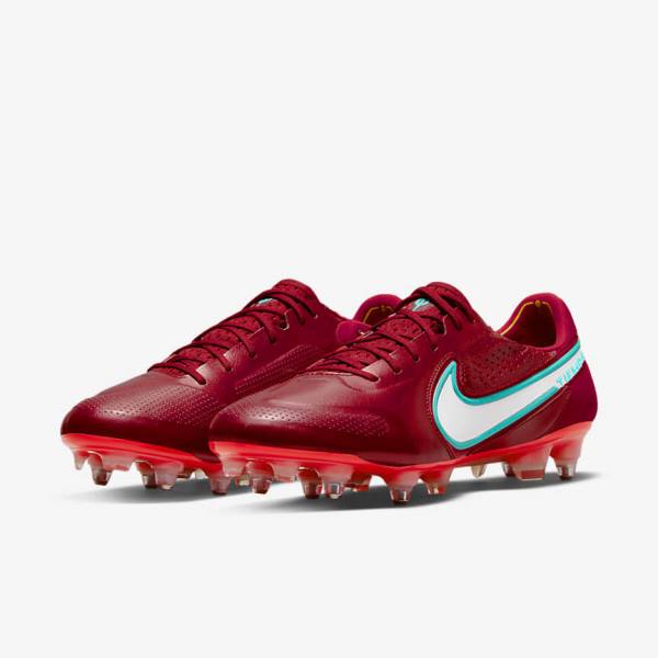 Nike Tiempo Legend 9 Elite SG-Pro AC Soft-Ground Kopačky Damske Červené Svetlo Červené Biele | NK106ZSX