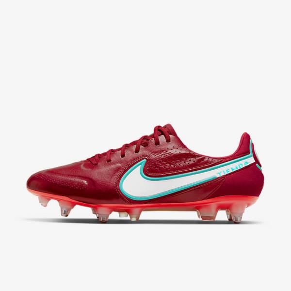 Nike Tiempo Legend 9 Elite SG-Pro AC Soft-Ground Kopačky Damske Červené Svetlo Červené Biele | NK106ZSX