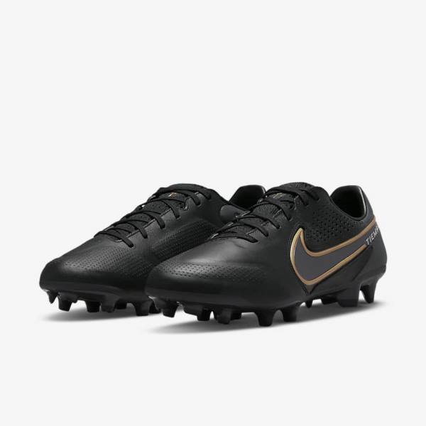 Nike Tiempo Legend 9 Pro FG Firm-Ground Kopačky Damske Čierne Tmavo Siva Metal Zlate Metal Tmavo Siva | NK076XER