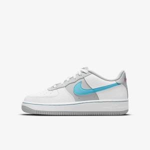 Nike Air Force 1 EMB Older Tenisky Detske Biele Siva Tyrkysové Modre | NK935GDL