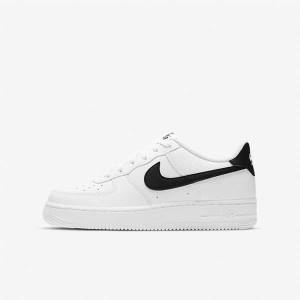 Nike Air Force 1 Older Tenisky Detske Biele Čierne | NK874HPZ