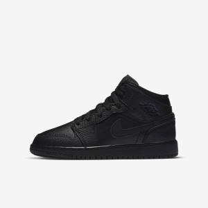 Nike Air Jordan 1 Stredne Older Tenisky Detske Čierne | NK034PLX