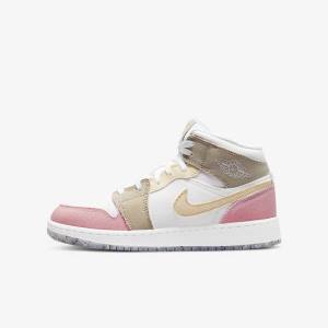 Nike Air Jordan 1 Stredne SE Older Tenisky Detske Biele Zelene | NK795RLB