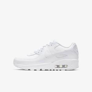 Nike Air Max 90 LTR Older Tenisky Detske Biele Metal Strieborne Biele | NK397PQH