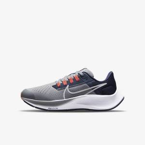 Nike Air Zoom Pegasus 38 Older Cestne Bežecké Tenisky Detske Siva Námornícka Modrá Oranžové Biele | NK940YUR