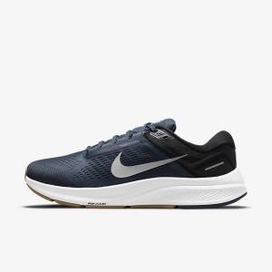 Nike Air Zoom Structure 24 Cestne Bežecké Tenisky Panske Modre Čierne Tmavo Obsidian Siva | NK568UEP