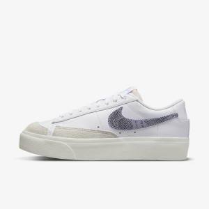 Nike Blazer Low Platforme Tenisky Damske Biele Svetlo Modre | NK584QEM