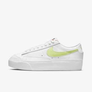 Nike Blazer Low Platforme Tenisky Damske Biele Čierne Svetlo Citrón | NK745PHW