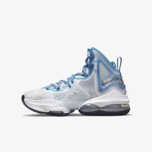 Nike LeBron 19 Older Basketbalove Tenisky Detske Biele Modre | NK814UAJ