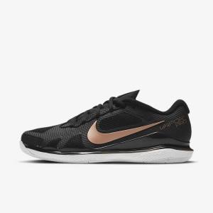 Nike NikeCourt Air Zoom Vapor Pro Hard-Court Tenisove Tenisky Damske Čierne Biele Metal Červené Hnede | NK138SOP