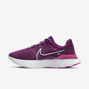 Nike React Infinity Run Flyknit 3 Cestne Bežecké Tenisky Damske Svetlo Bordove Ruzove Biele | NK298PMR